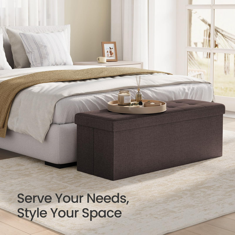 Banc de rangement avec repose-pieds 43 pouces, Brun