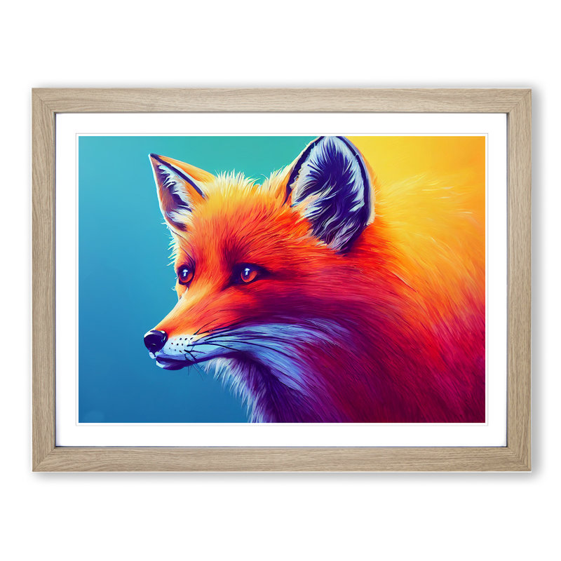 Fox Vol.3 - Single Picture Frame Painting, 46cm H x 64cm W x 2cm D, Oak