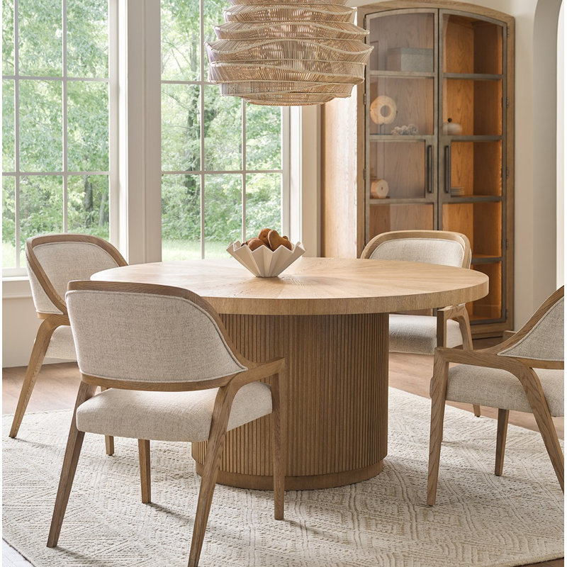 Avaline Carmen Round Dining Table, White Oak