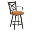 Tabouret pivotant à hauteur de comptoir de 26 po Julia Alegra en tissu irlandais performance brume avec une finition gris Firestone peinte à la main-29249861-95193252-95193259