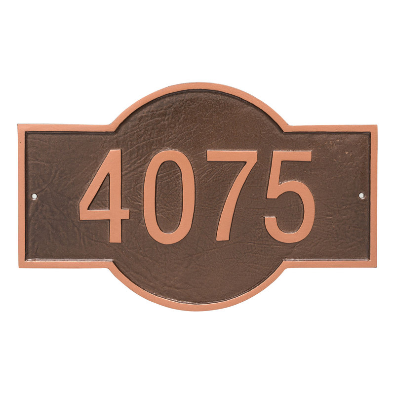 Plaque d’adresse murale sur 1 ligne canterbury, Bronze / or vieilli