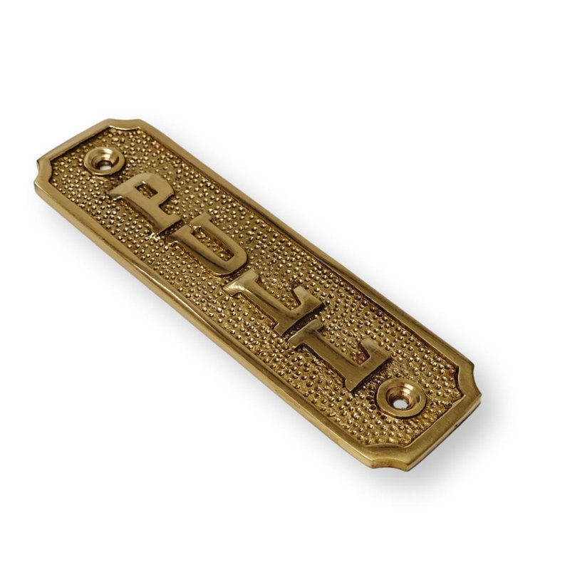 Brass Door Sign "Pull" 5-1/2 in. Vintage Door Plaque