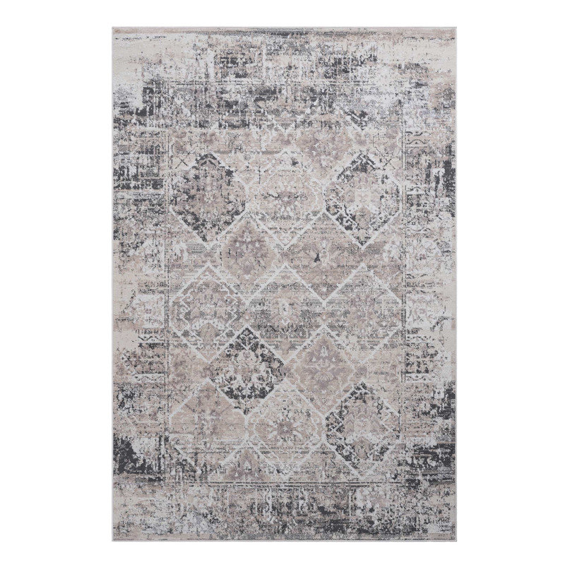Tapis tissé à la machine crème / anthracite / traditionnel Naar Payas, Rectangle 5 pi 3 po x 7 pi 6 po