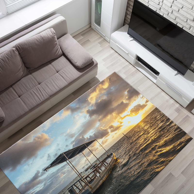 Chic and Comfortable Soft Pile Printed Rug with Modern Abstract Design for Enhancing Your Living Room or Bedroom Decor