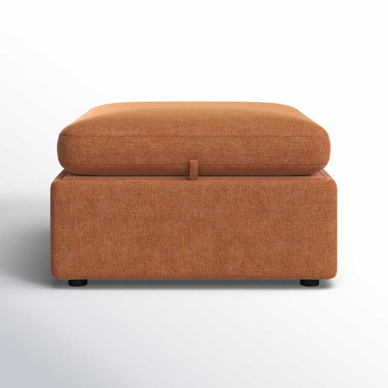 Winfree 33.9" Wide Rectangle Storage Ottoman, Orange