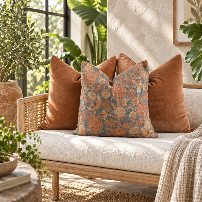 Housses de coussin décoratives tissées à la main en velours et à motifs floraux, double face