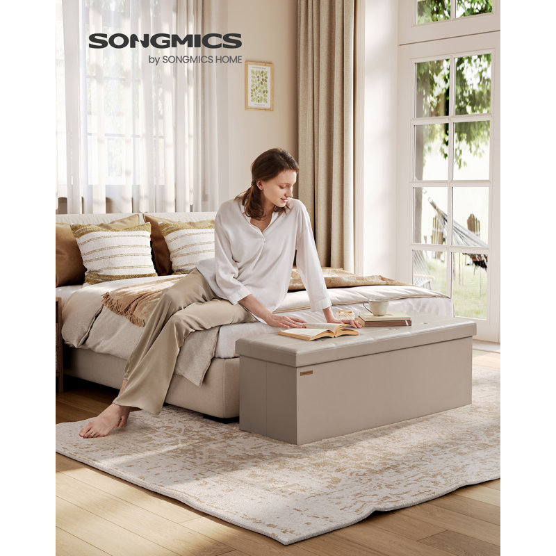 110cm Wide Tufted Rectangle Solid Colour Standard Ottoman with Storage