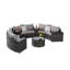 Ensemble de canapé d'extérieur modulaire demi-lune 11 pièces avec table basse ronde en verre trempé-130593240-130593241