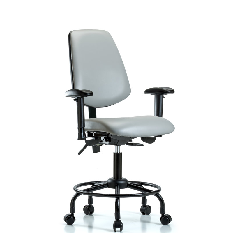 Amira Vinyl Drafting Chair, Casters, Dove, Included