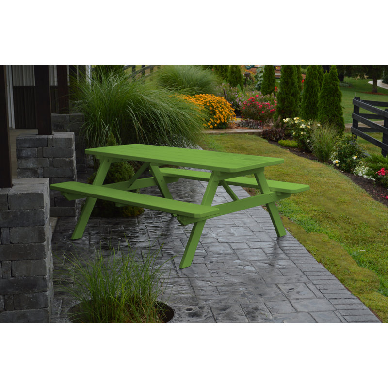 Table de pique-nique en bois massif Latisia, Vert lime