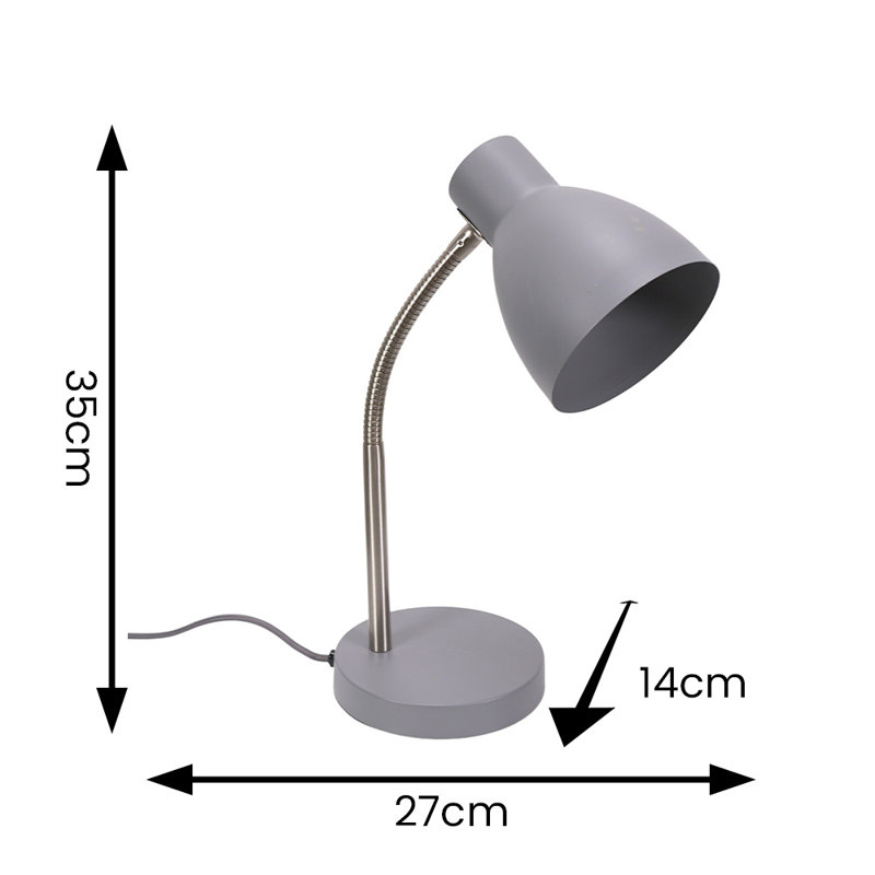 Rhyda Metal Table Lamp, Grey, Yes