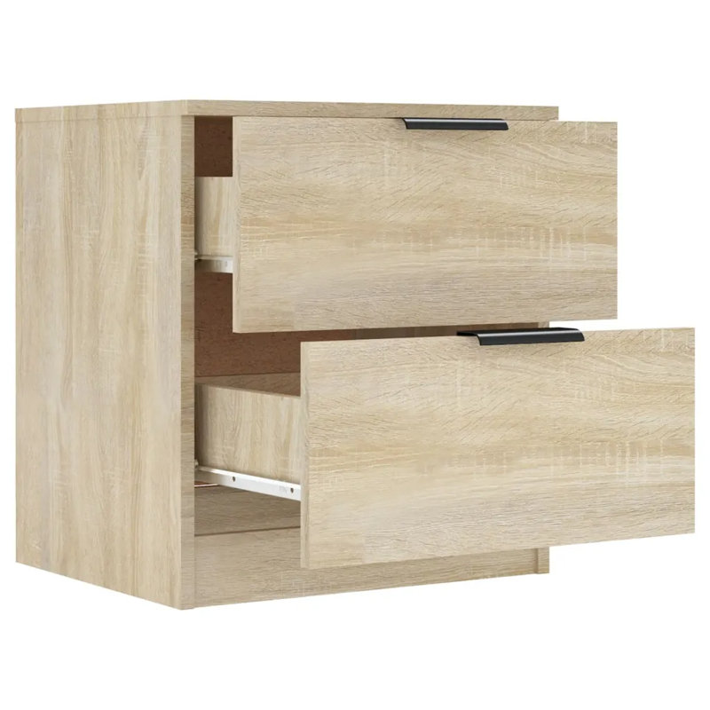 Jaicen 45cm W Manufactured Wood Bedside Table, Sonoma Oak