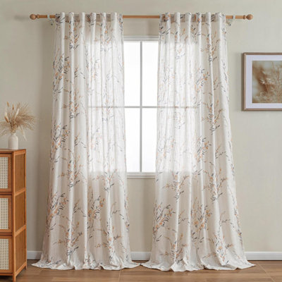 Curtains For Living Room Linen Look Vertical Drapes Bedroom Light Filtering Privacy Added Farmhouse Style Texture Soft Touch For Dining Room