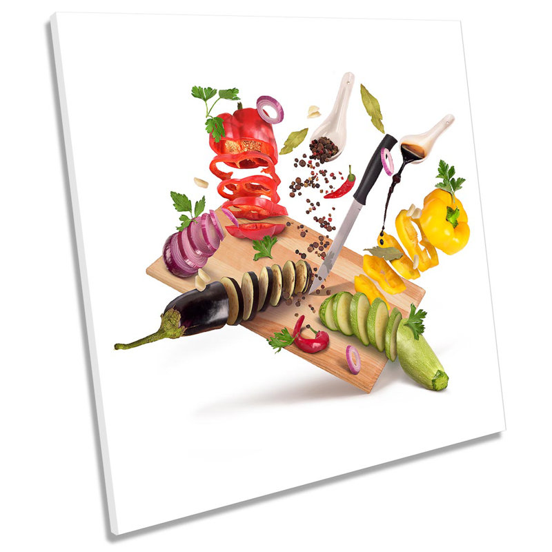 Z6255 Food Ingredients Chopping Board Picture - Wrapped Canvas Print, 40.6cm H x 40.6cm W x 2cm D