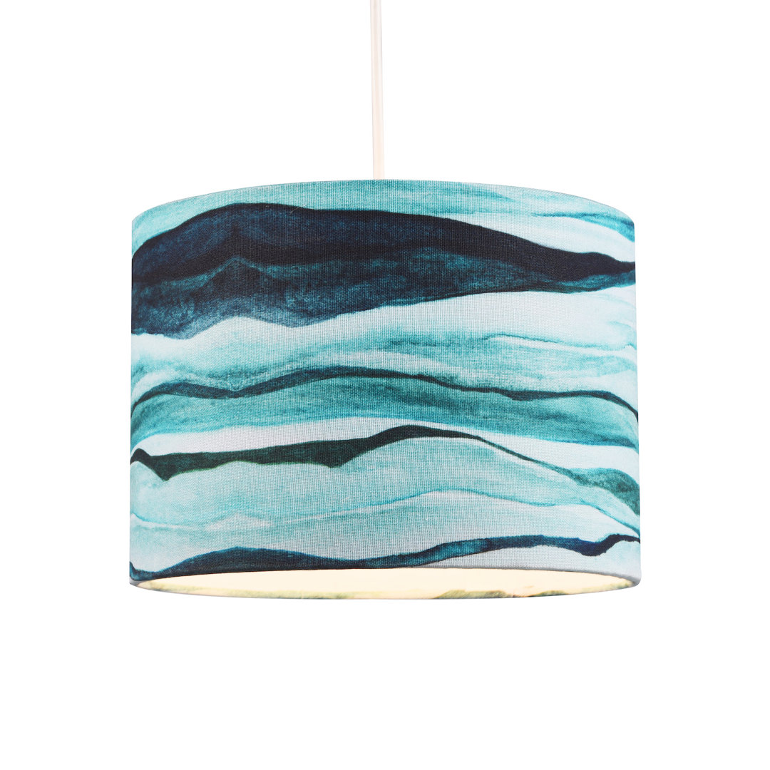 18cm H Cotton Blend Drum Lamp Shade ( Screw On ) in Teal