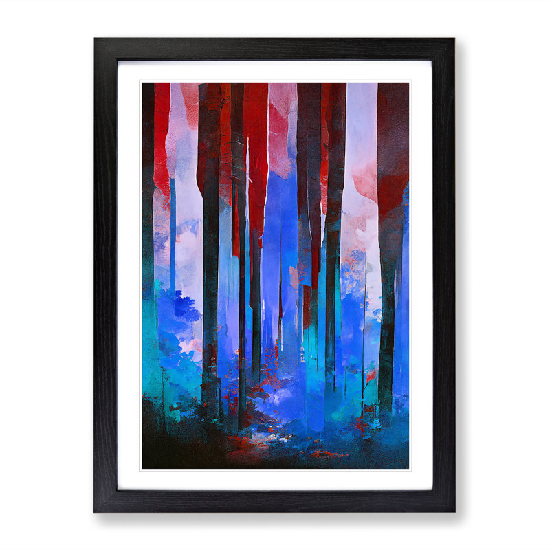 Forest Composition No.3 Abstract - Single Picture Frame Painting, 64cm H x 46cm W x 2cm D, Black