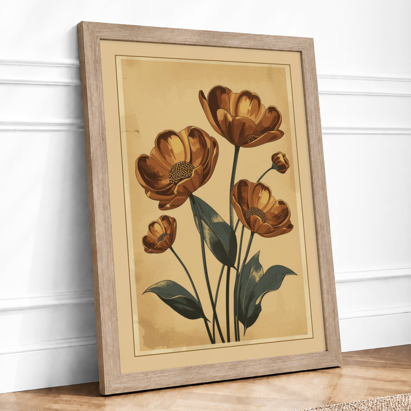 Study in Burgundy Botanical - Framed Print, A1 - 84.1 x 59.4 cm, Oak
