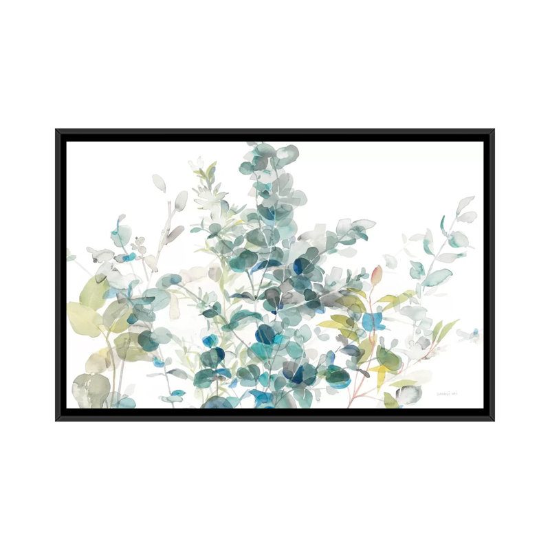 «Eucalyptus on White I», impression sur toile, H 40 po x l 60 po x P 1,5 po, Toile avec cadre noir