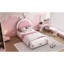 Lit plateforme tapissier simple avec tête de lit en forme de lapin-769945493