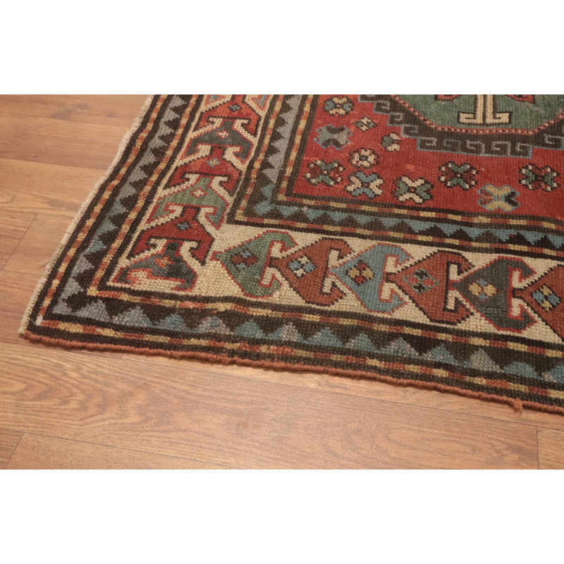 Tapis à teinture de légumes oriental tribal antique pré-1900 4 x 5