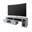 Console réglable et extensible pour téléviseur de 65 po ou moins, finition grise avec beaucoup de rangement et design polyvalent