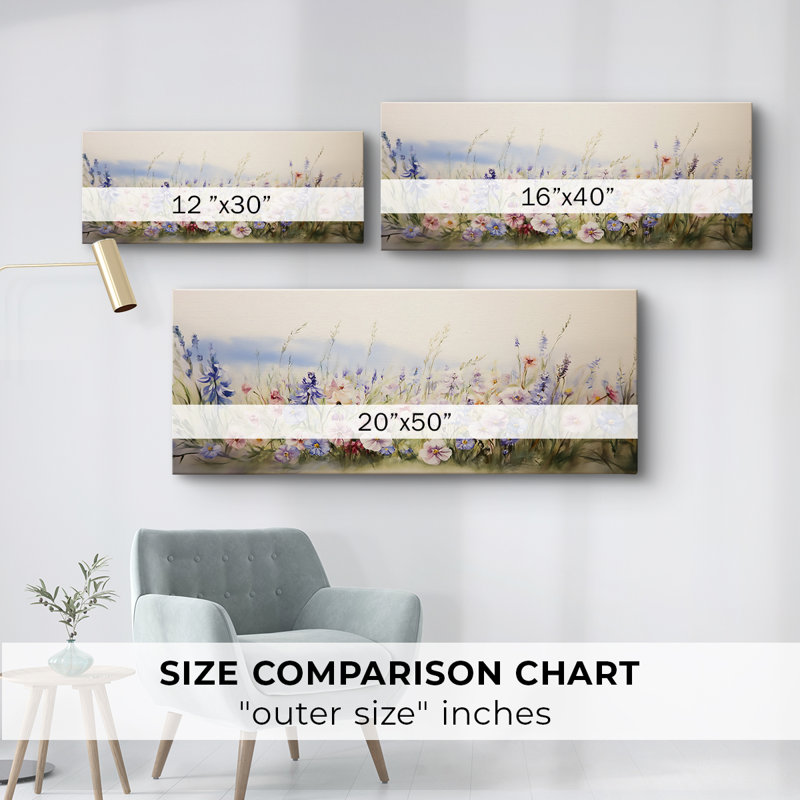 Botanical Series-CCXIX- Toile tendue avec châssis - Prêt à accrocher, H 16 po x l 40 po