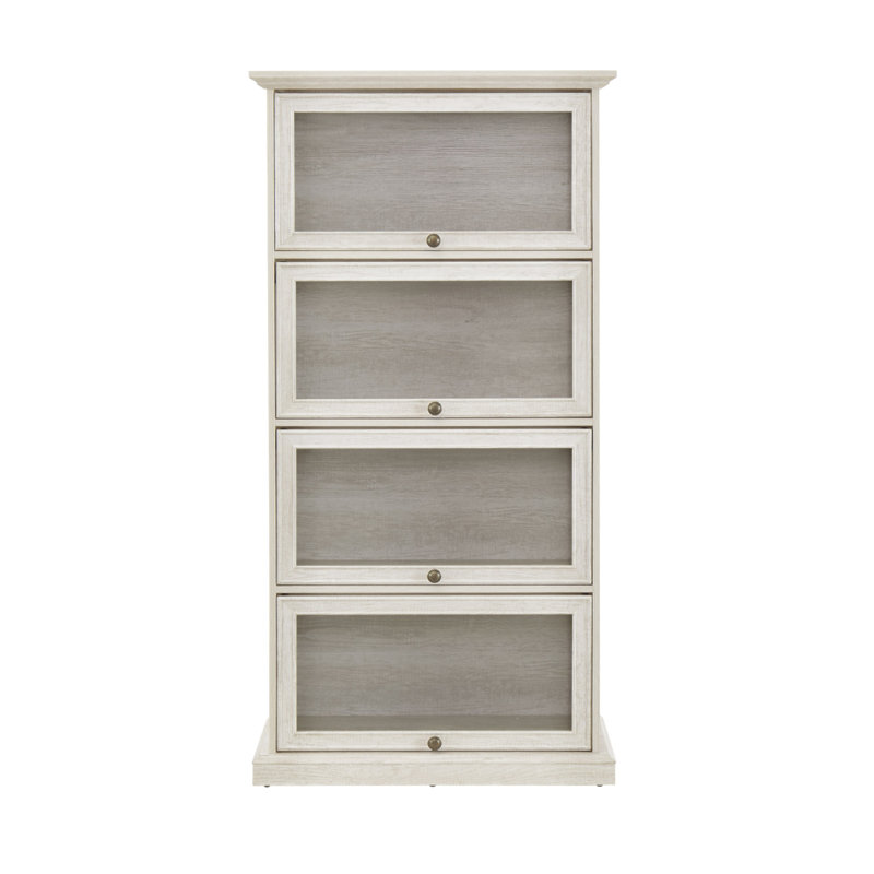 Vitrine à 4 niveaux avec portes rabattables, pour objets de collection et de décoration intérieure, solution de rangement durable et élégante
