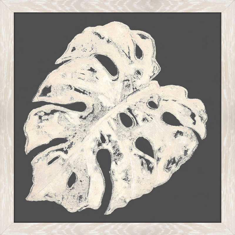 «Soph sophistiquée feuille de palmier II», reproduction de peinture acrylique, H 37,5 po x l 37,5 po x P 1 po, Cadre blanc