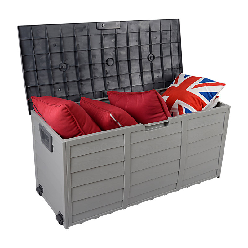 75 Gallon Lockable Cabinet Deck Box, White/Black