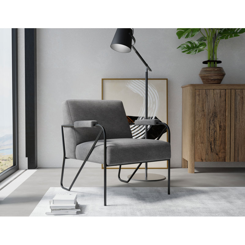 Fauteuil de 29 po de large Amiyha Tamalpais, Similicuir gris