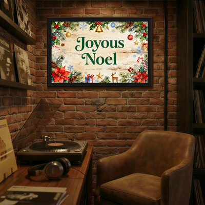 Christmas Joyous Noel Christmas Holiday Pattern Print