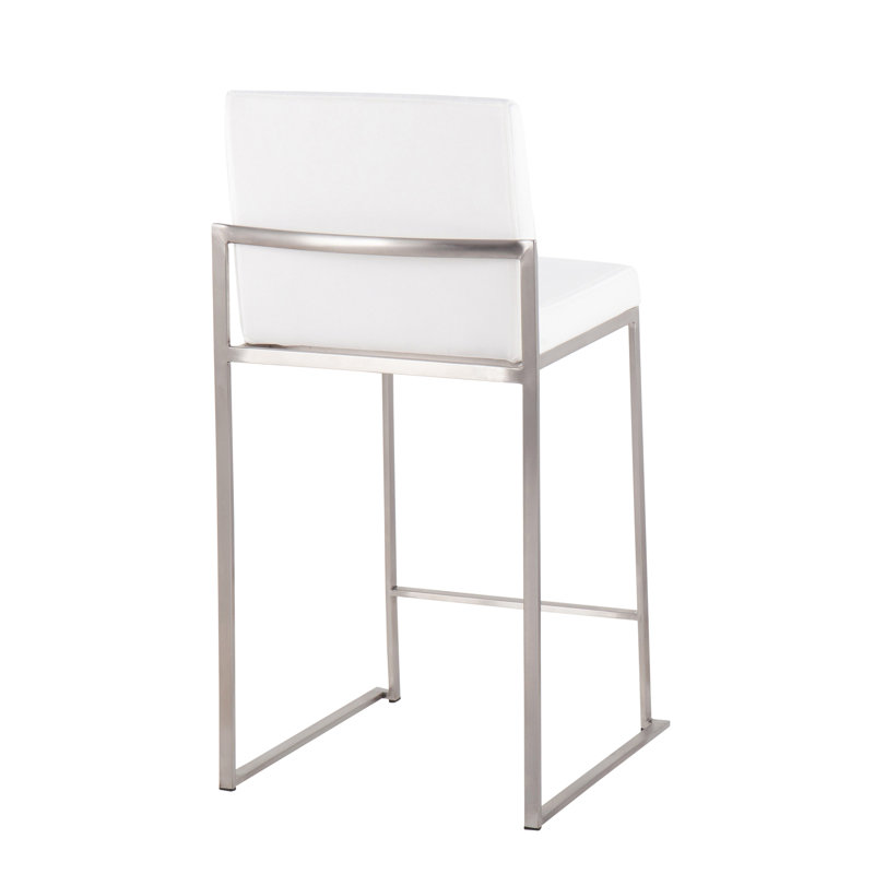 Contemporary Counter Stool, Siège blanc / cadre gris, 3