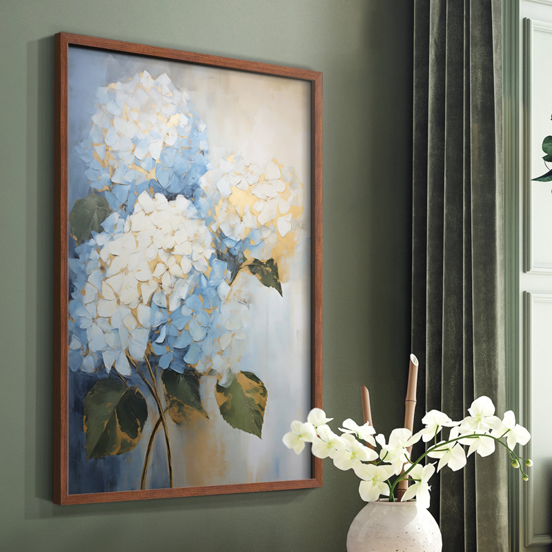 Série FLORAL CXVI - reproduction encadrée de qualité supérieure - prête à être accrochée - aucun clou requis, Noyer