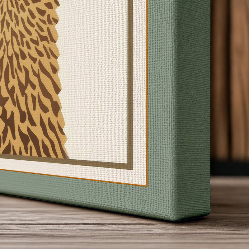 Llama in Profile Japandi - Wrapped Canvas, 36x24 - 91.4 x 61.0 cm, Sage Border