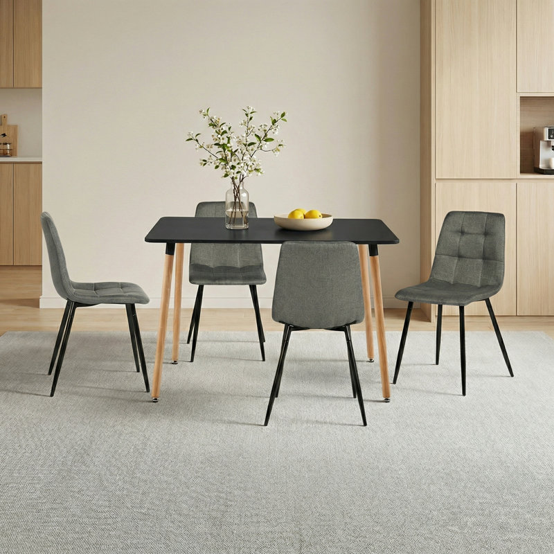 4 - Person Dining Set, Black, Grey