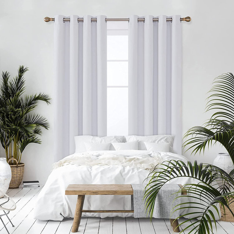 Hisao Room Darkening Curtain Pair, White, 132 W x 138 D cm