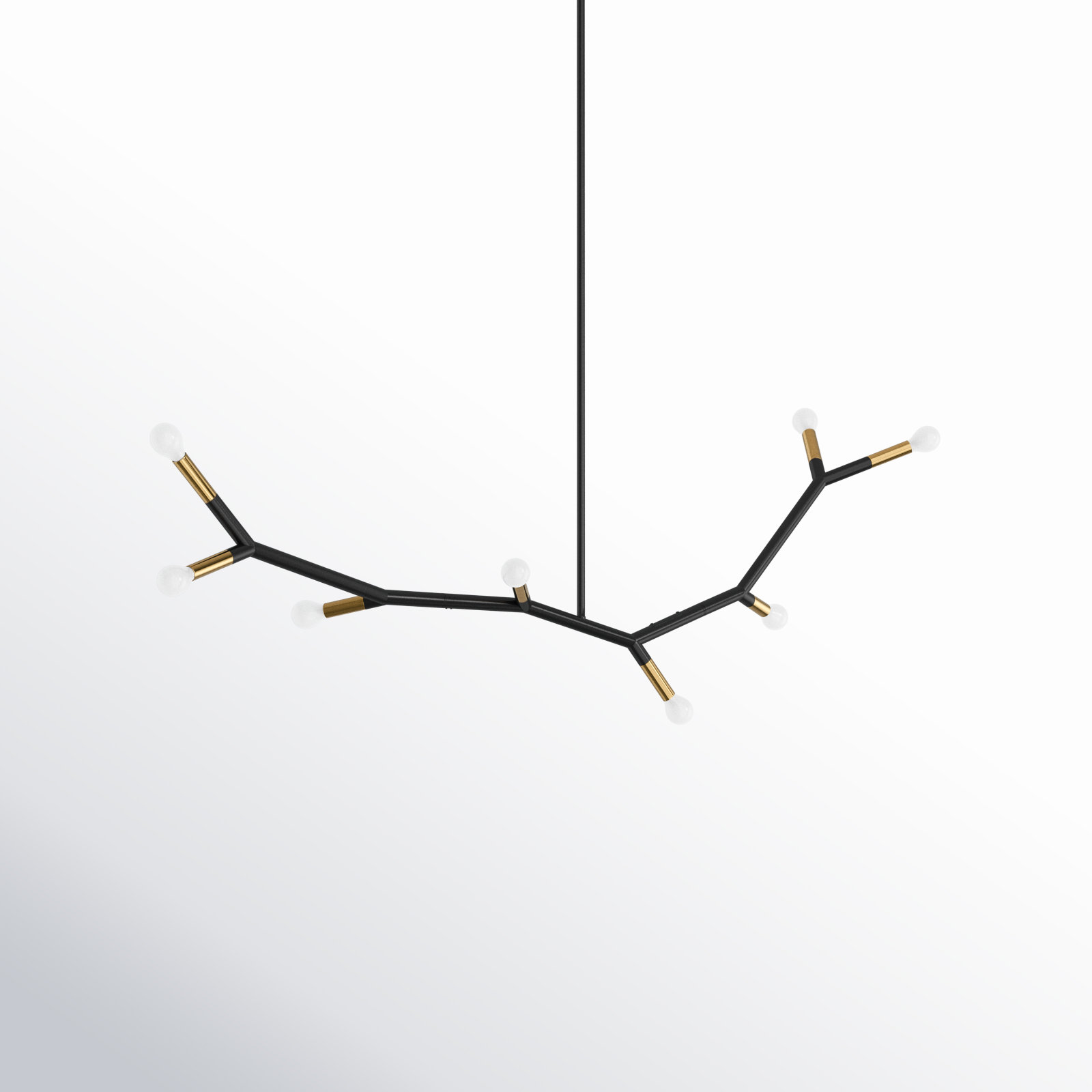 Raela 8 - Light Metal Dimmable Chandelier, Matte Black/Aged Brass