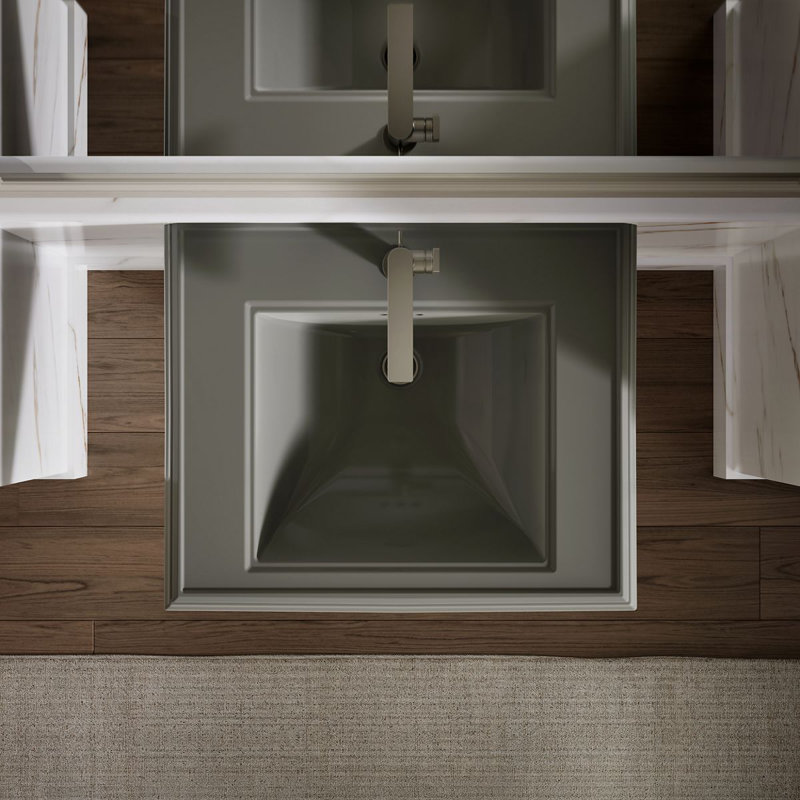 Memoirs Rectangular Pedestal Bathroom Sink with Overflow, Thunder Gray, Single Hole Faucet