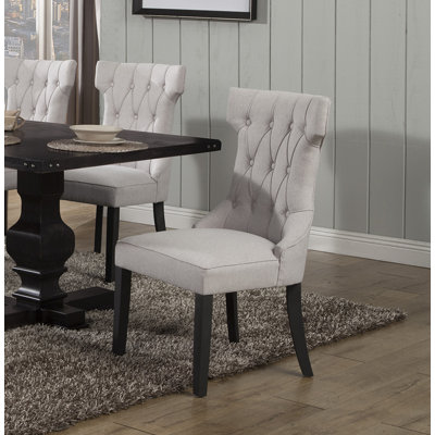 Manchester Upholstered Side Chairs, Light Grey/Black