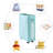Fabric Rolling Laundry Hamper with Handles-1725552366
