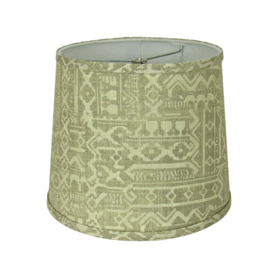 Tribal Print Drum Lamp Shade – Neutral Tan Ethnic Pattern With Spider Washer Fitting For Table Or Floor Lamps