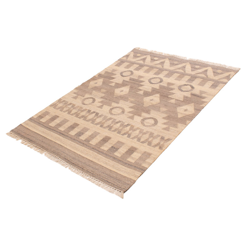 Tapis ivoire unique en laine nouvel âge 5 pi 3 po x 7 pi 5 po One-of-a-Kind