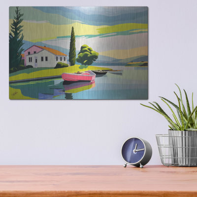  «Summer On The Lake» par John Jaster, art mural en métal, 16 po x 12 po
