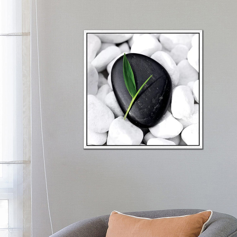 Zen Stone by PhotoINC Studio - Cannvas Print on Canvas, 93.98 cm H x 93.98 cm W, White Floater Framed
