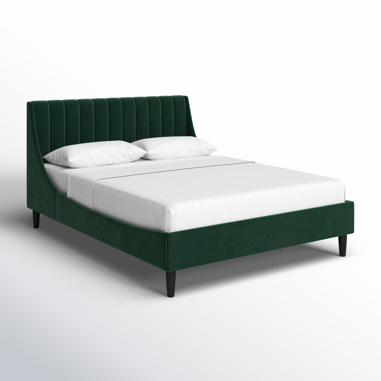 Helaina Upholstered Wingback Bed, Queen, Evergreen Velvet