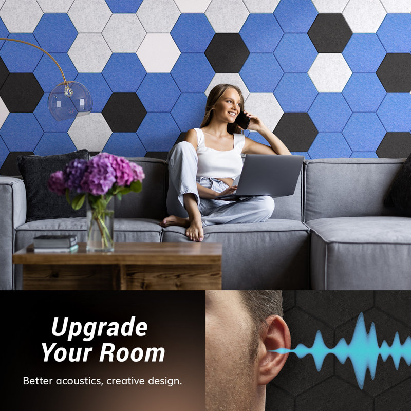 36 Pack Hexagon Acoustic Panels,  12"X 10"X 0.4" High Density Sound Proof Panels For Walls, Sound Treatment Foam Panel, Sound Absorbing Padding For Studio, Office, Home, Black