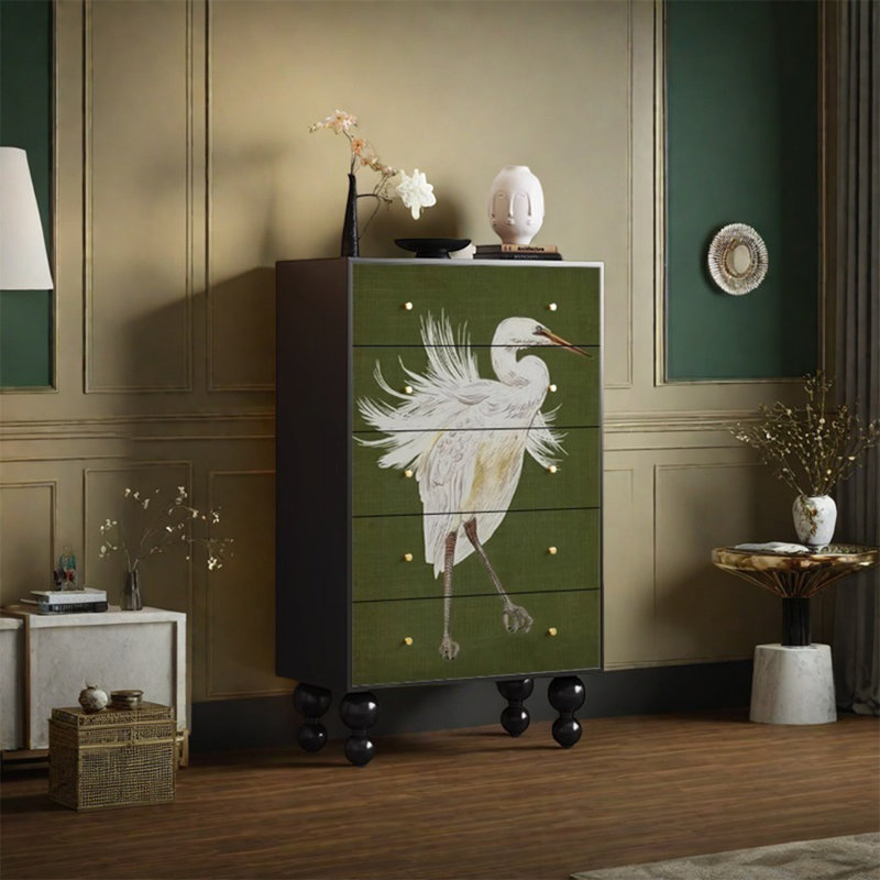 Armoire 5 tiroirs en pin massif avec plateau spacieux