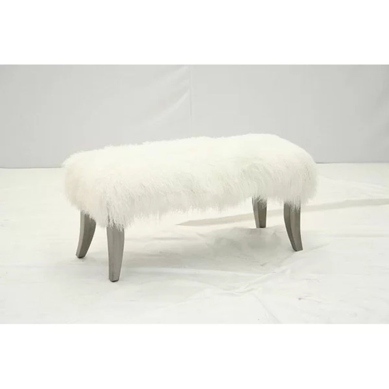 Upholstered Bench, Hair Hide Black, Brushy Bayou