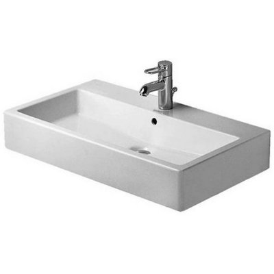 Vero Ceramic Rectangular Wall Mount Bathroom Sink with Overflow