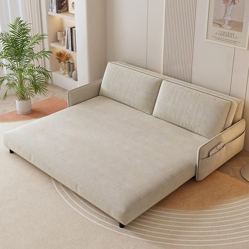 Canapé-lit causeuse 100% polyester beige, 62.99"W*33.46"D*31.5"H